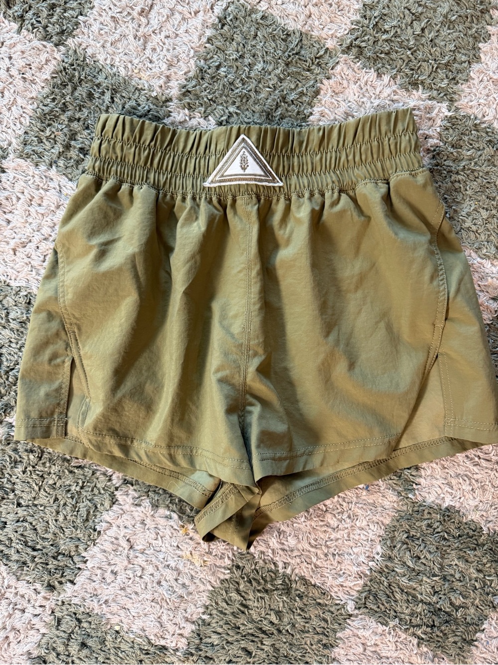 Free People Olive Green Athletic Shorts with Elastic Waistband